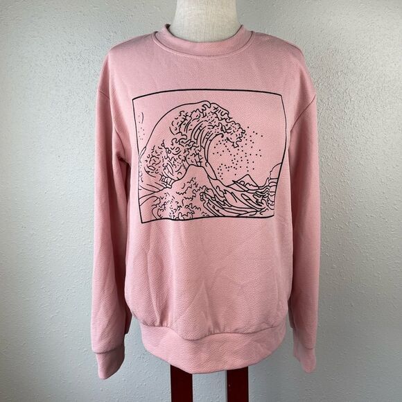 Mauve Sweatshirt with Wave Design Size M EUC - Picture 1 of 4